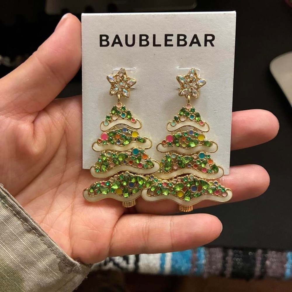 BaubleBar Christmas Tree Earrings